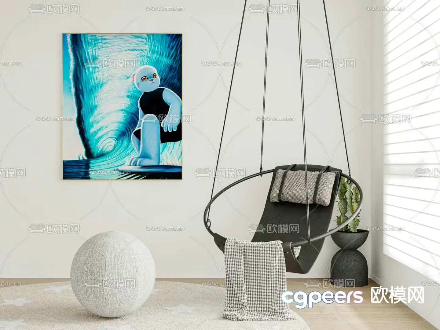 Minotti modern hanging chair 3d model