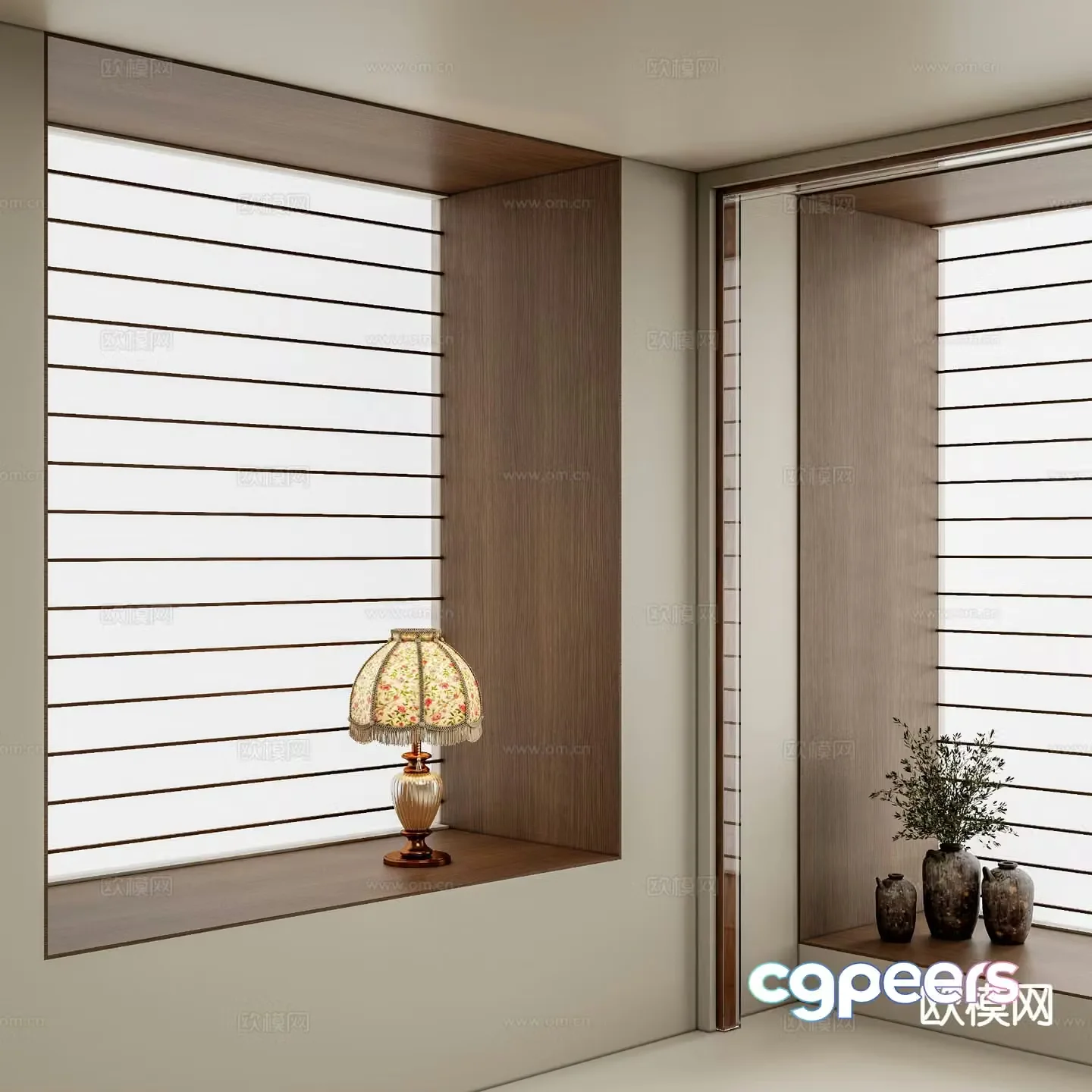 Modern curtains Venetian blinds 3d model