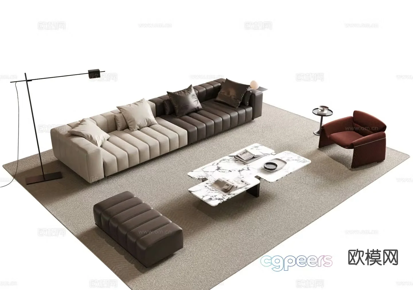 Modern sectional sofa 3d model