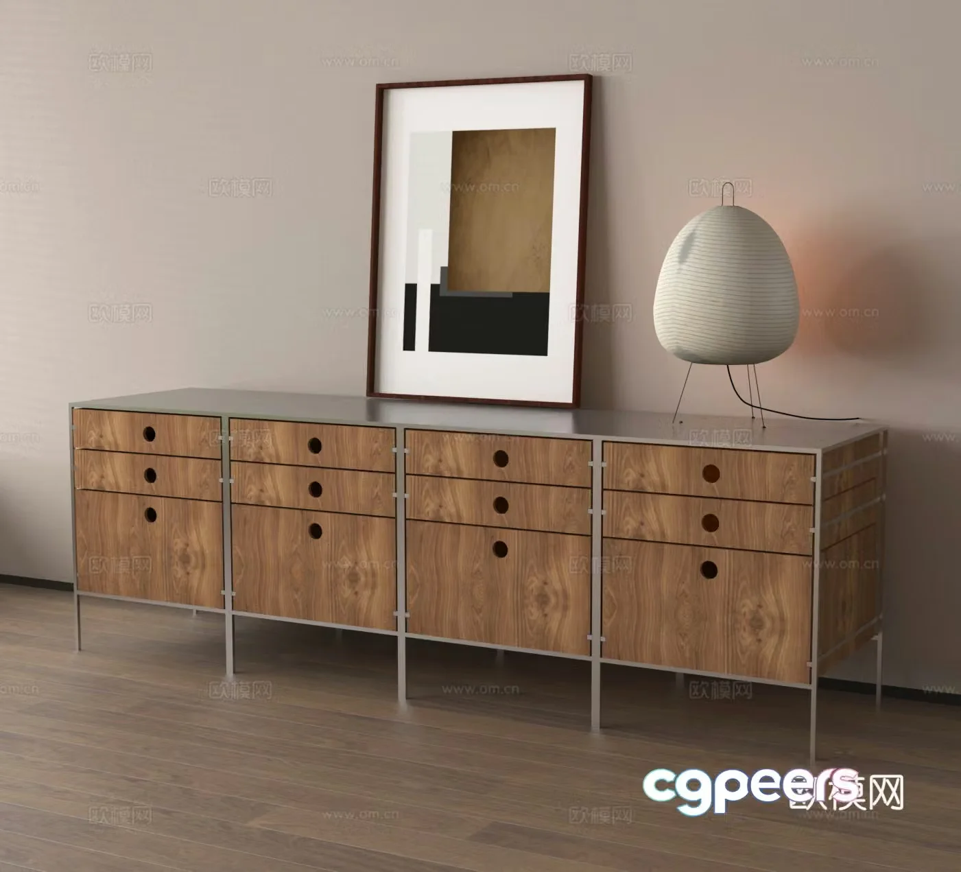 Side cabinet chest cabinet locker storage cabinet decorative drawing 3d model