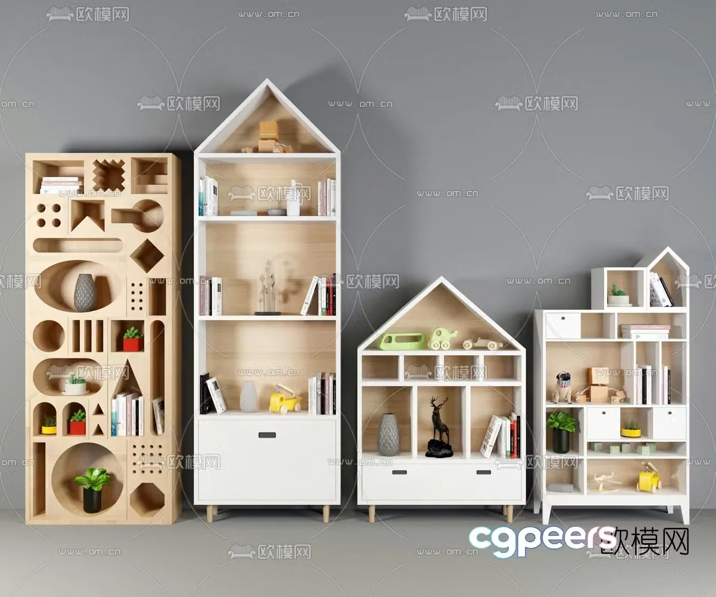 Modern children’s bookcase 3d model
