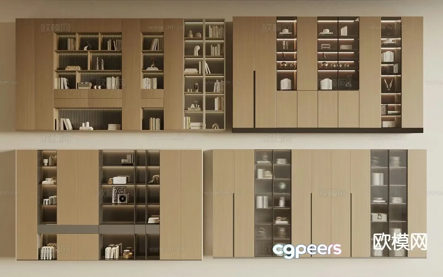 Modern bookcase bookshelf 3d model