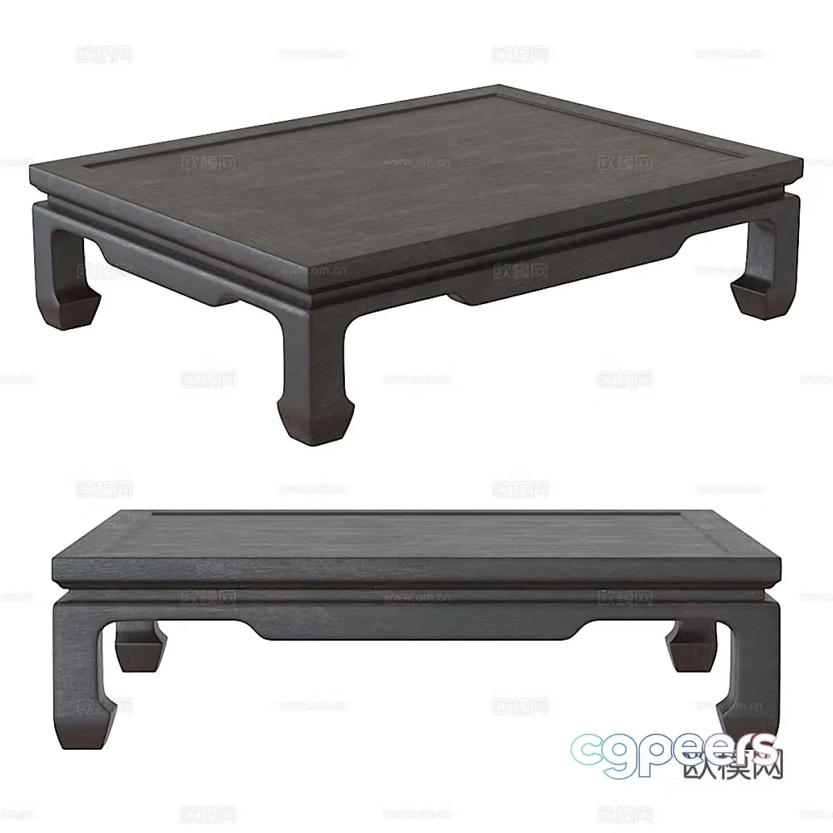New Chinese solid wood square coffee table 3D model