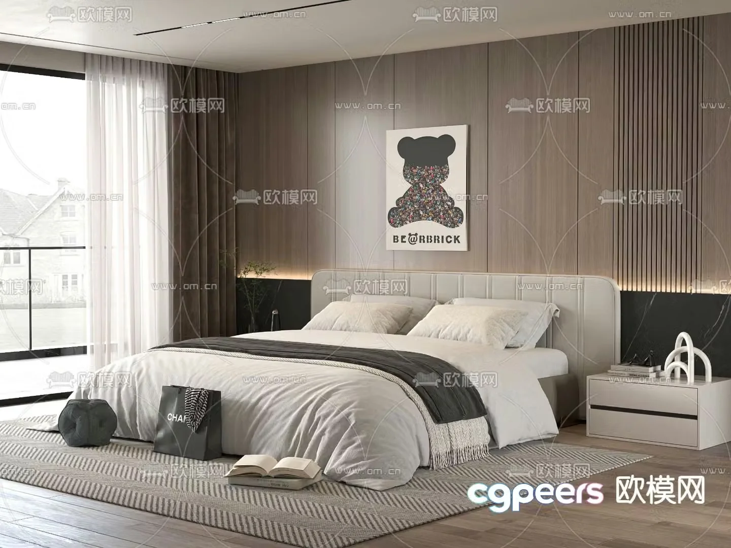 Minotti modern double bed 3d model
