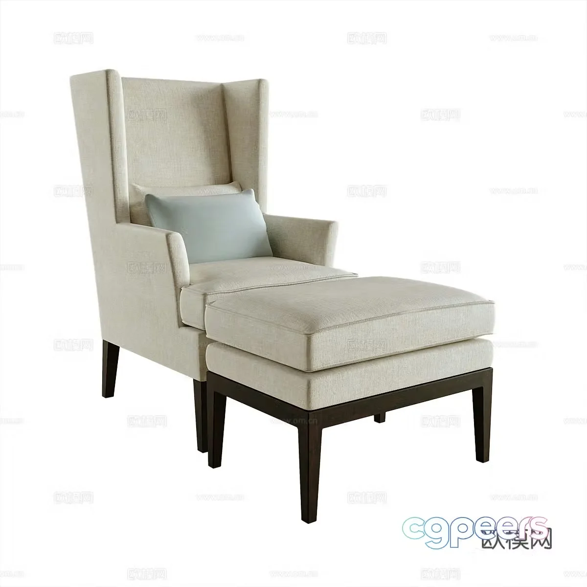 American leisure chair footrest sofa chair 3d model