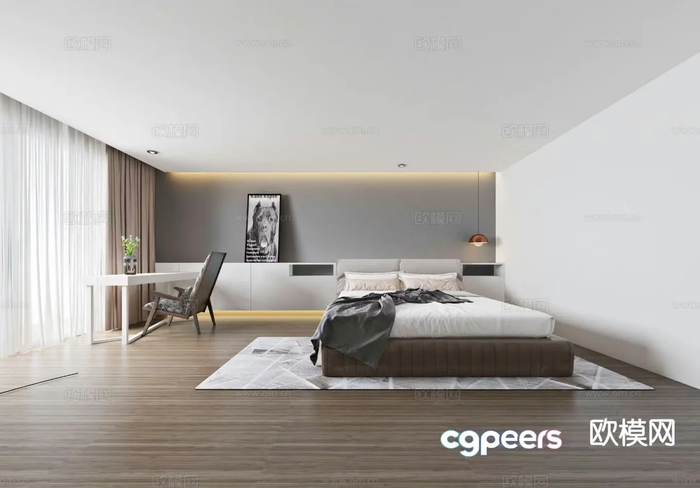 Modern bedroom master bedroom 3d model