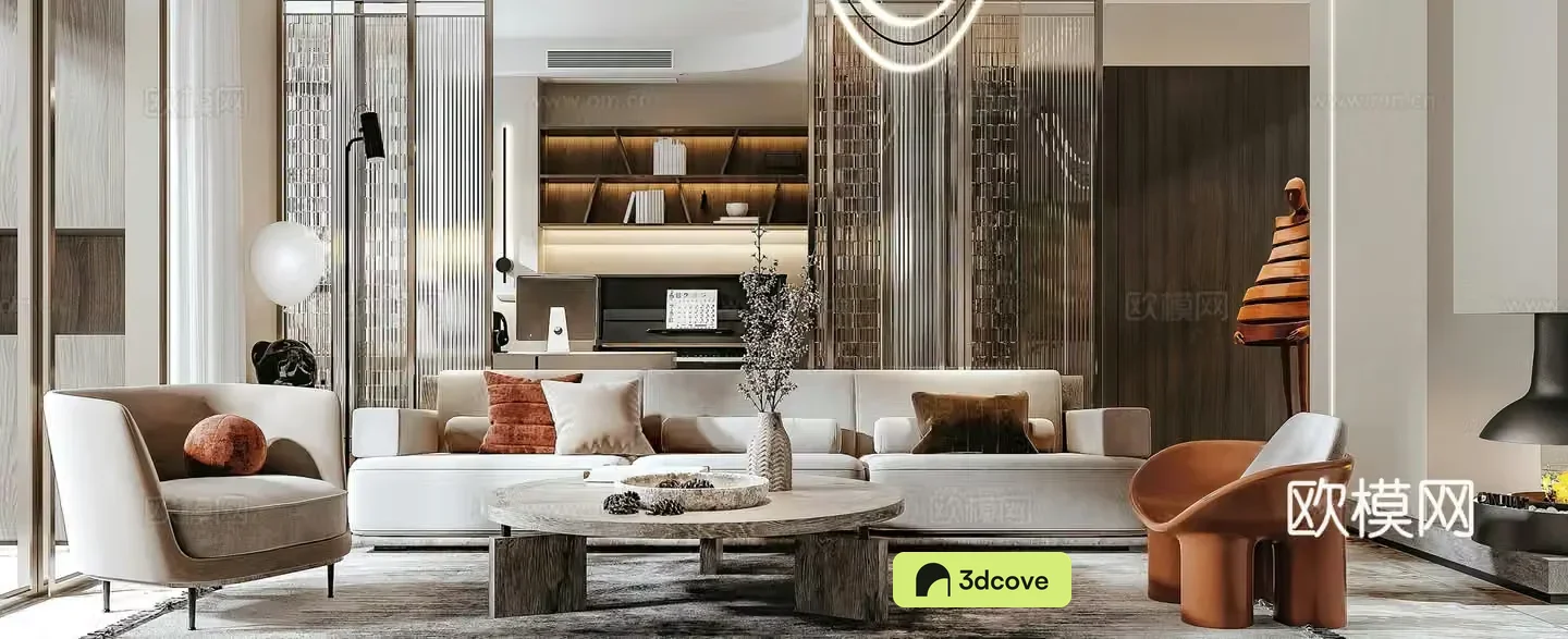 Modern living room light luxury living room combination sofa leisure chair side corner screen partition