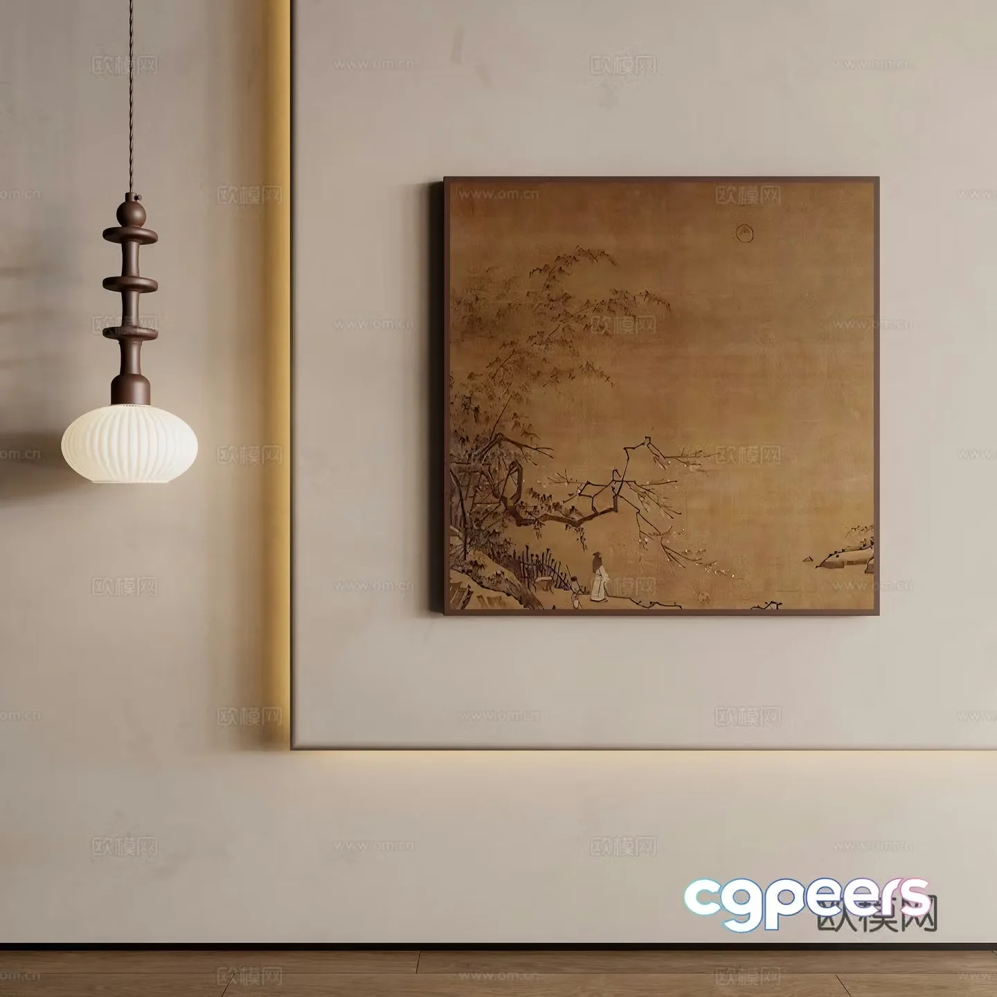 Middle-aged hanging paintings decorative paintings 3D model