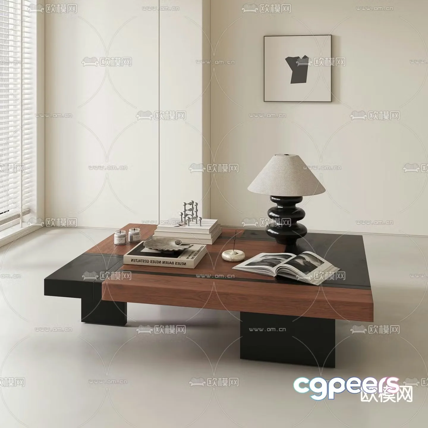 Medieval style coffee table solid wood coffee table 3d model