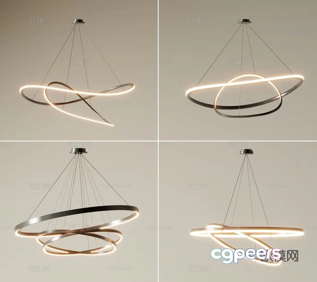 Light luxury chandelier hall chandelier ring chandelier 3d model