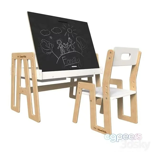 3ds Max Free – Growing furniture set children’s table and chair Rastishka Limoni Kids