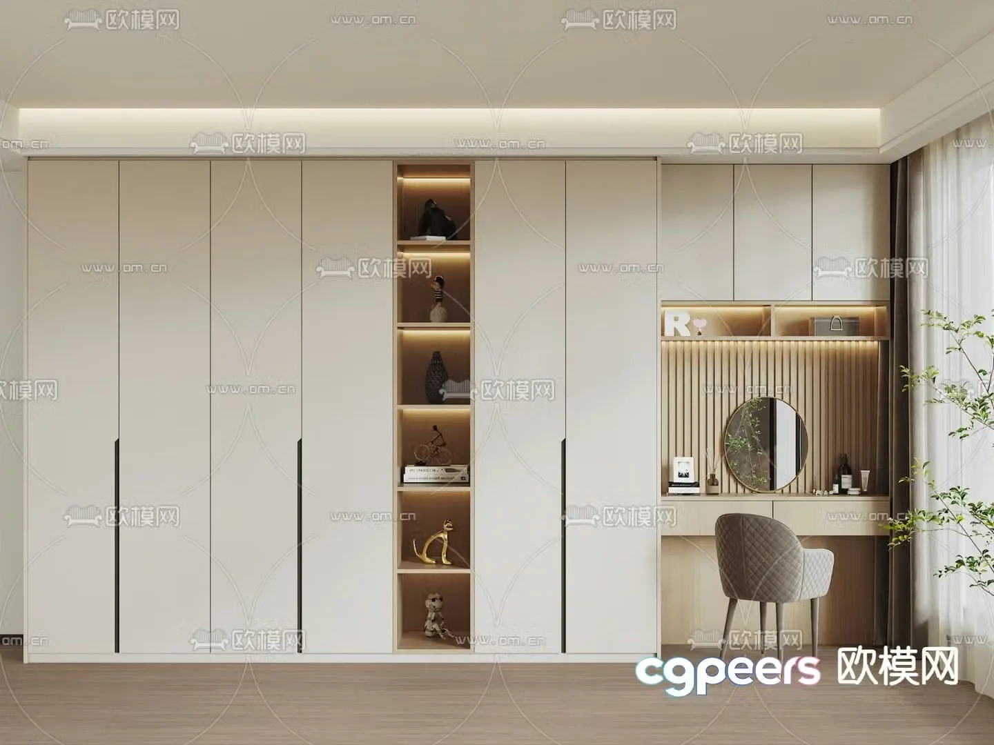 Integrated wardrobe dresser 3d model