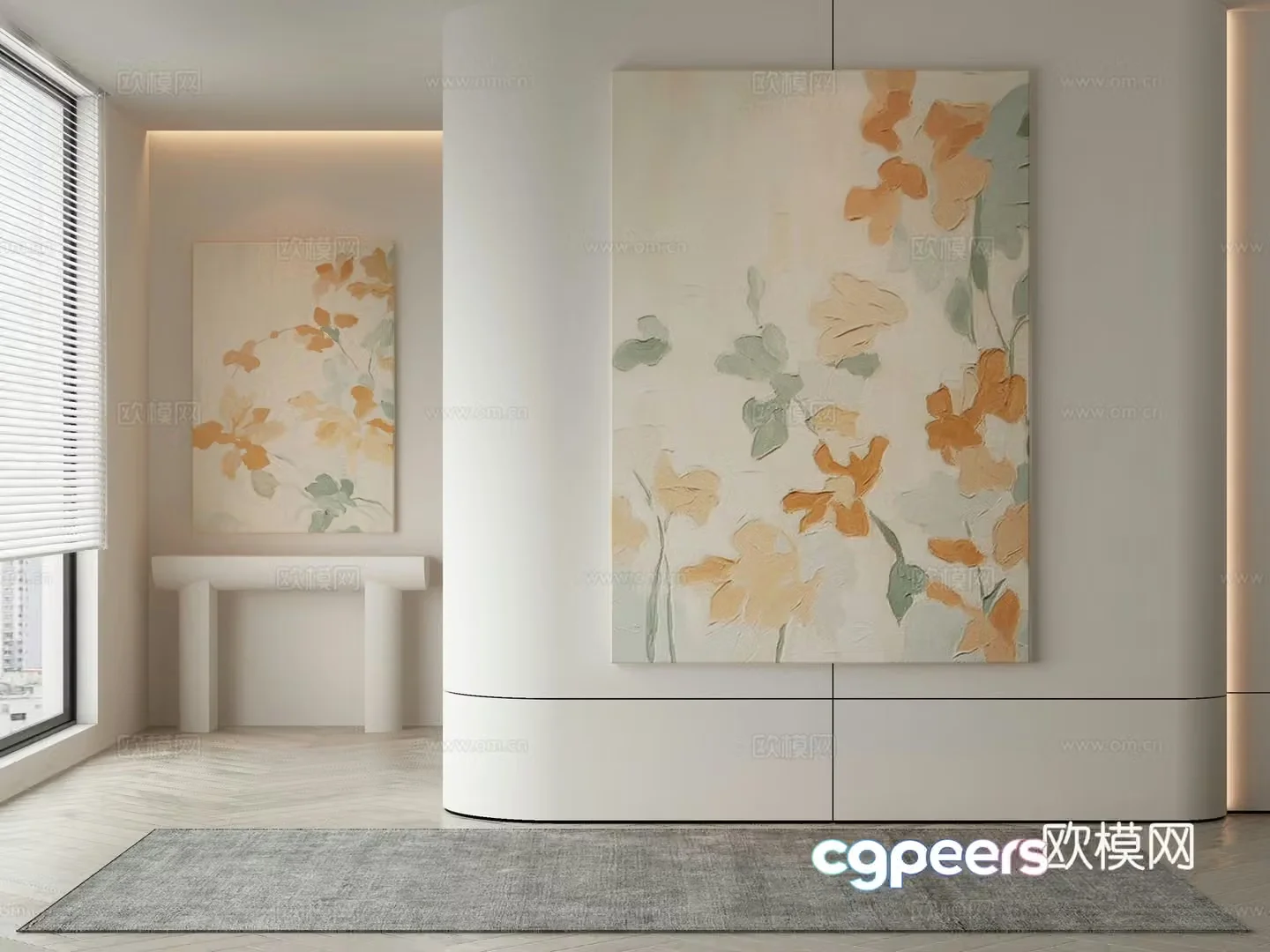 Modern flower painting decorative painting 3d model