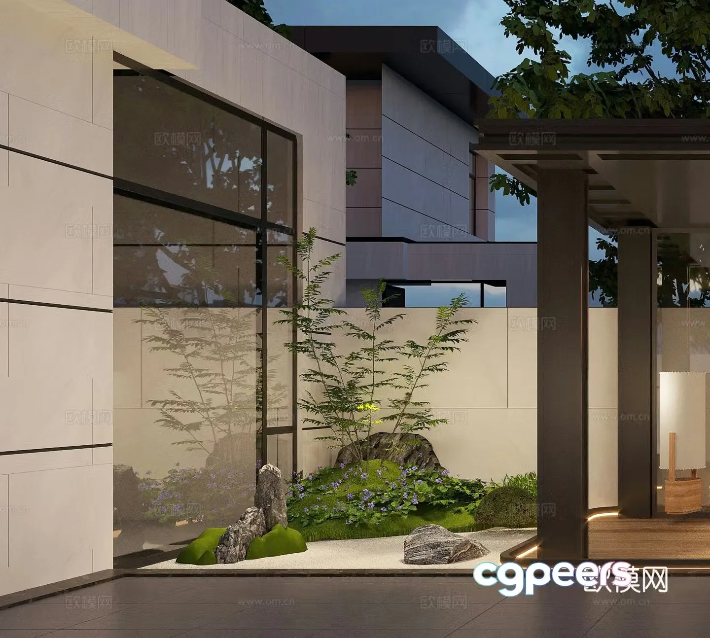 New Chinese style courtyard artificial landscape small bridge flowing water rockery stone garden 3d model