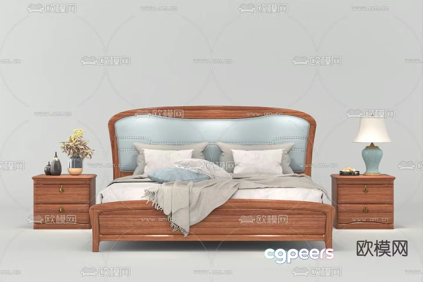 Modern double bed 3d model