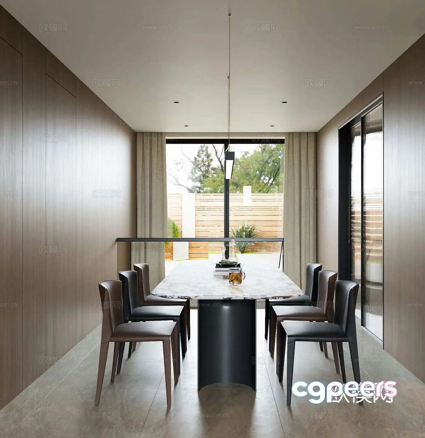 Italian restaurant modern restaurant dining table high-end gray restaurant black and white gray restaurant modern living restaurant 3d model