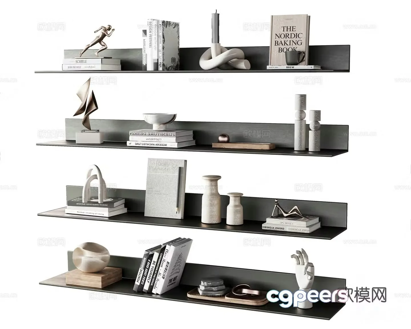 Modern Italian ornament combination decorations books furnishings sculpture candle 3d model