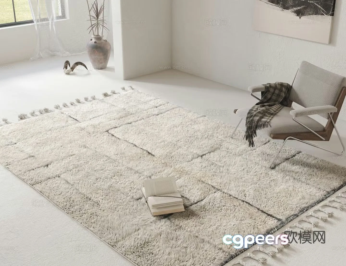 Modern carpet Plush carpet Living room carpet Bedroom carpet Leisure chair 3d model