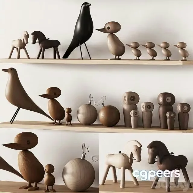 3ds Max Free – Nursery decoration 01 decorative wooden toys set 01