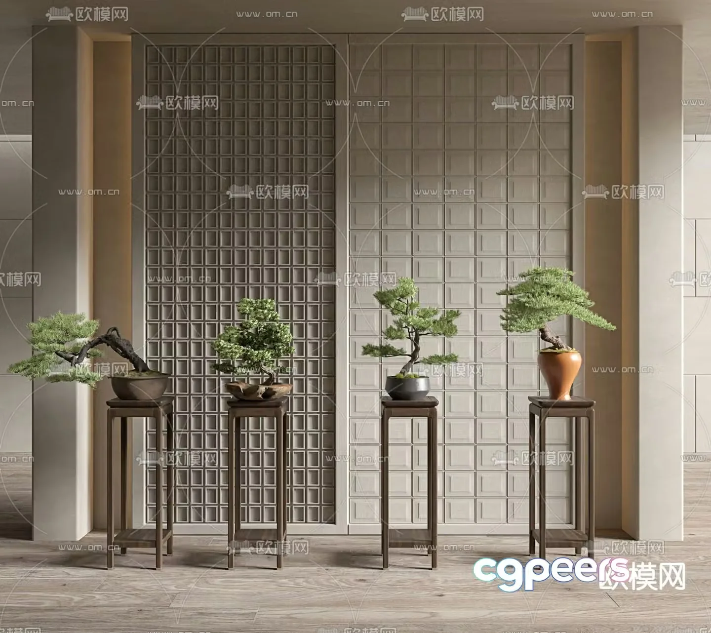 New Chinese potted plants bonsai flower 3D model