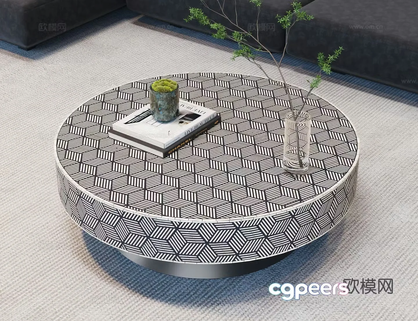 Modern coffee table marble coffee table stone coffee table round coffee table coffee table ornament 3D model