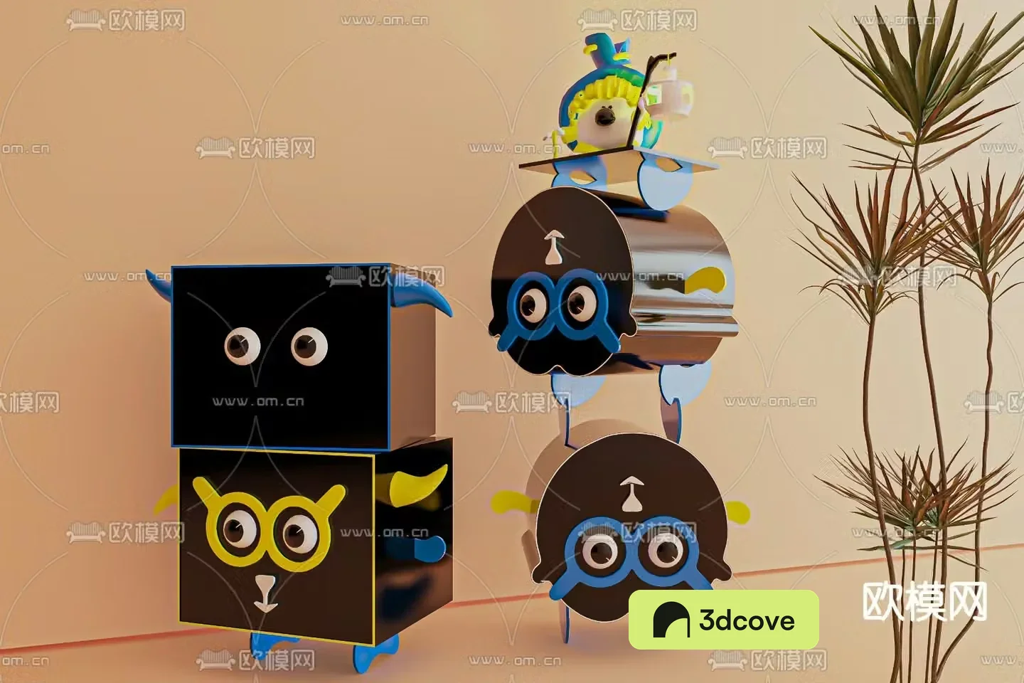 Children’s Cabinet Cartoon Side Cabinet 3D Model