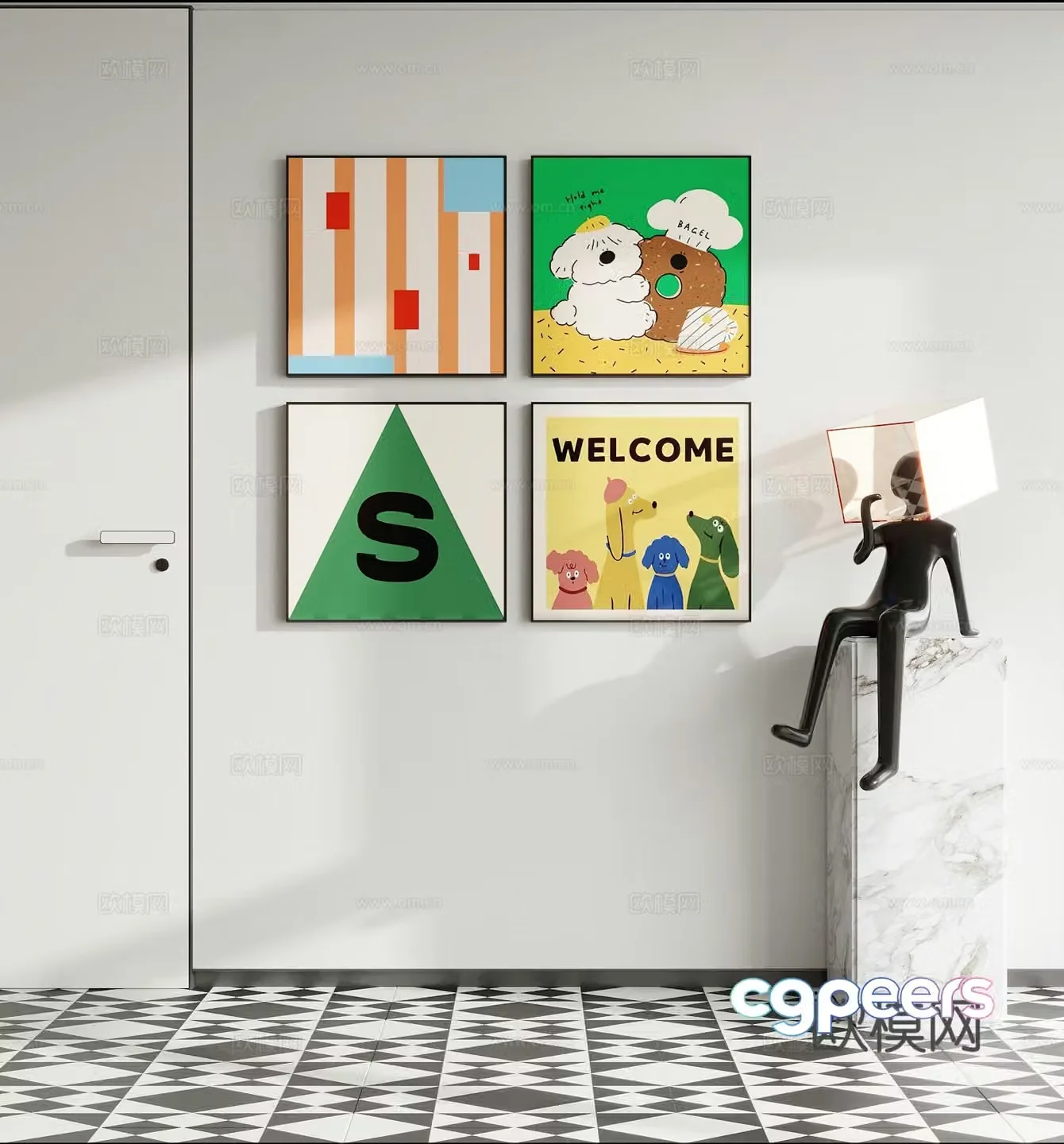 Modern fresh decorative painting 3d model
