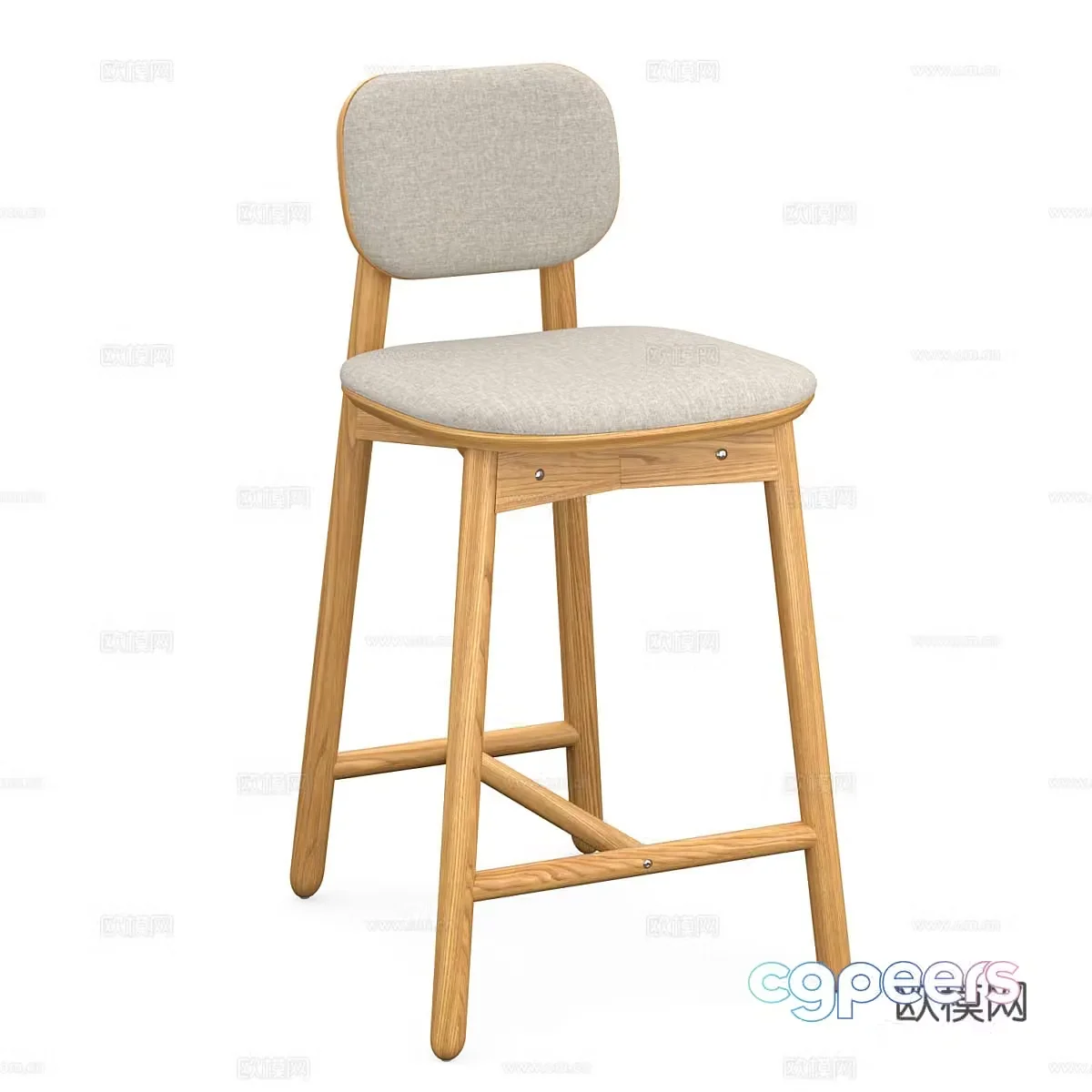 Nordic bar stool bar stool high stool 3d model