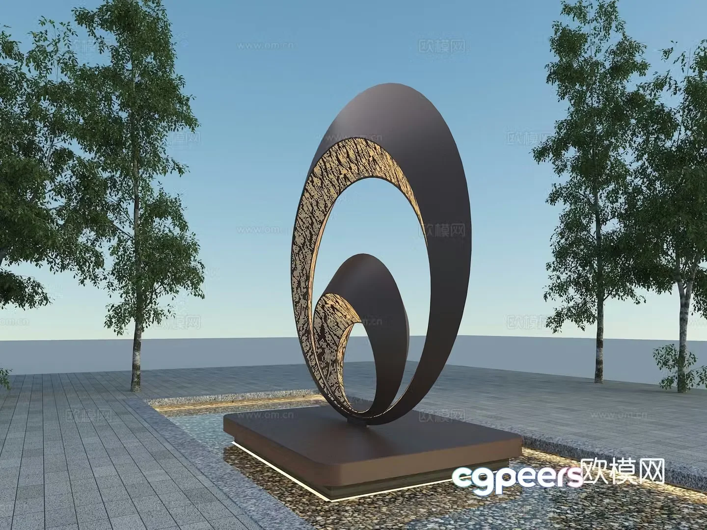 Modern sculpture Glowing sculpture City sculpture Metal sculpture 3d model