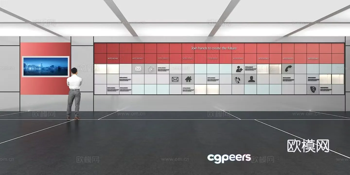 Cultural wall Corporate culture wall Display wall Classroom Exhibition hall Campus culture Corridor 3D model