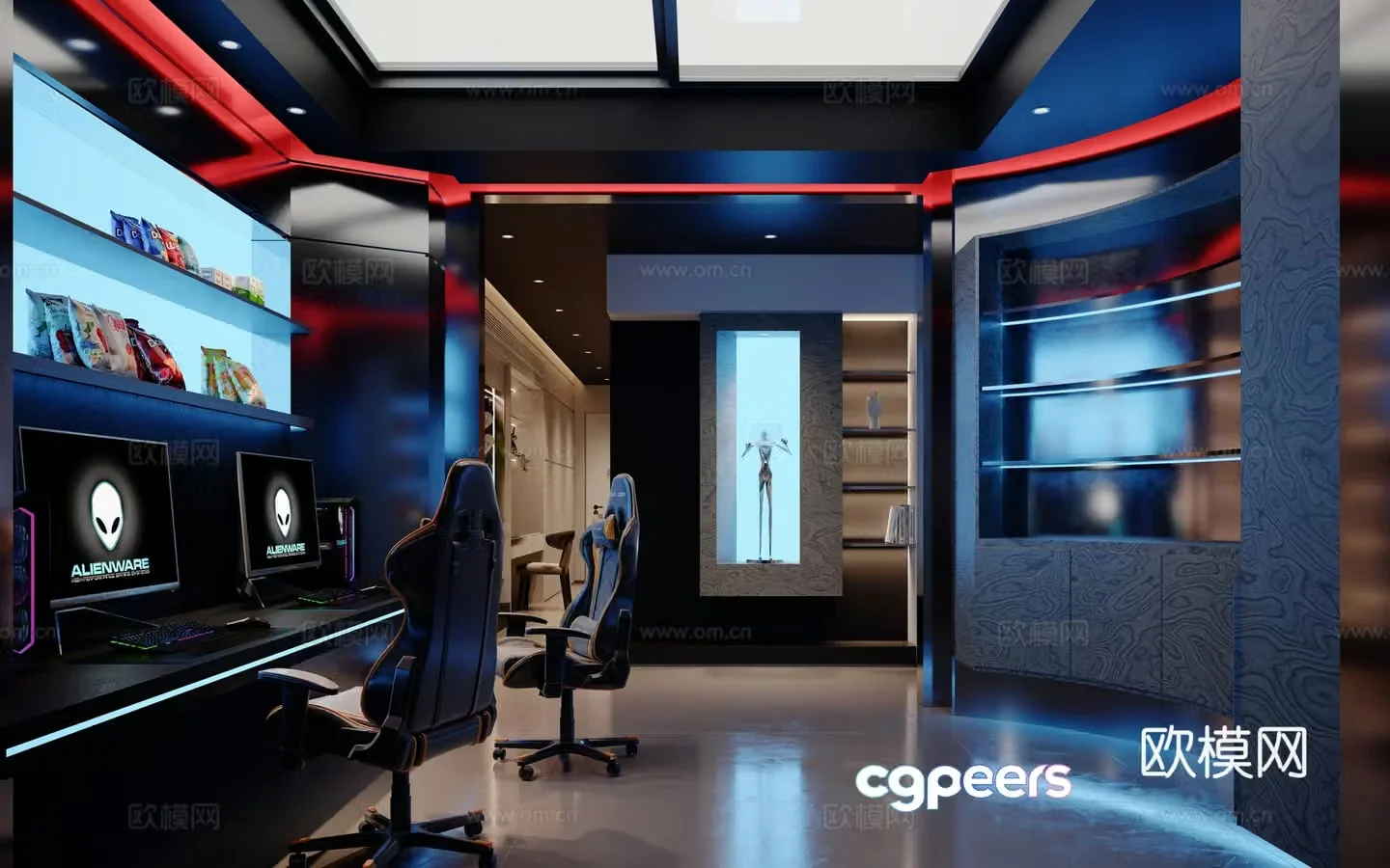 Modern entertainment room e-sports room 3d model