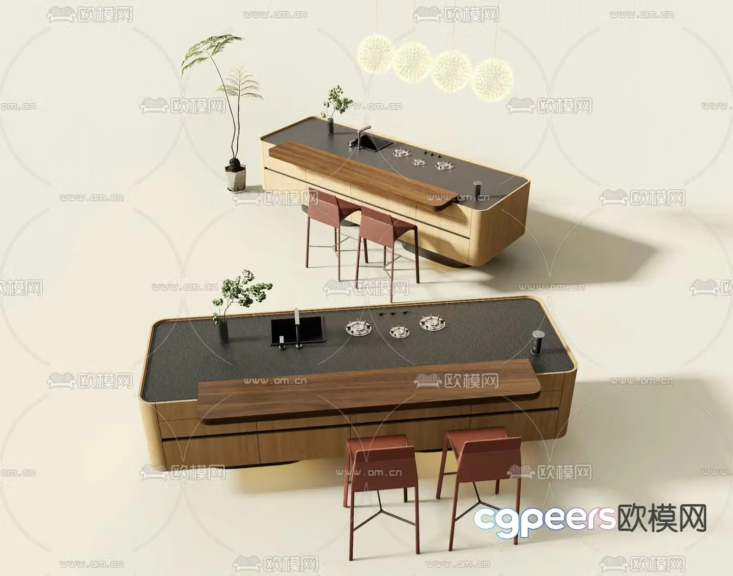 Cabinet island counter 3d model