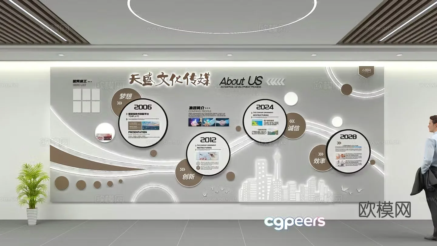 Corporate Culture Wall 3D Model