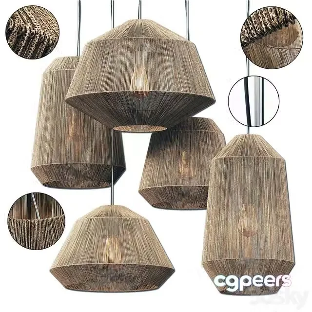 3ds Max Free – Lamp barrel rope n10 Chandelier barrel made of ropes No. 10