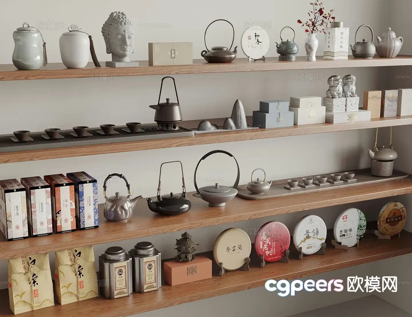 New Chinese tea set teapot tea cup tea ornaments 3D model