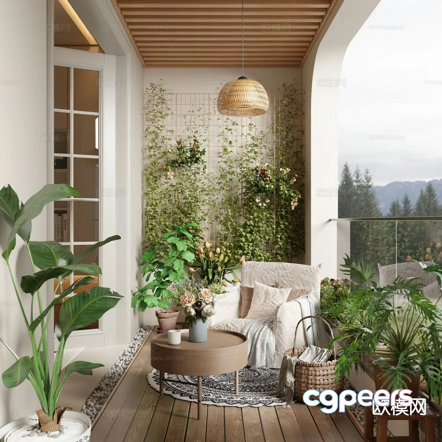 Home balcony leisure balcony 3d model