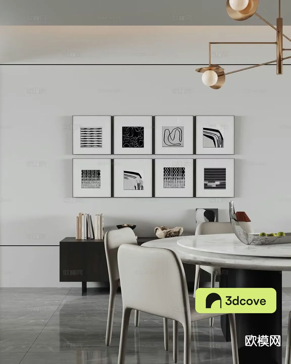 Modern hanging painting combination painting black and white painting