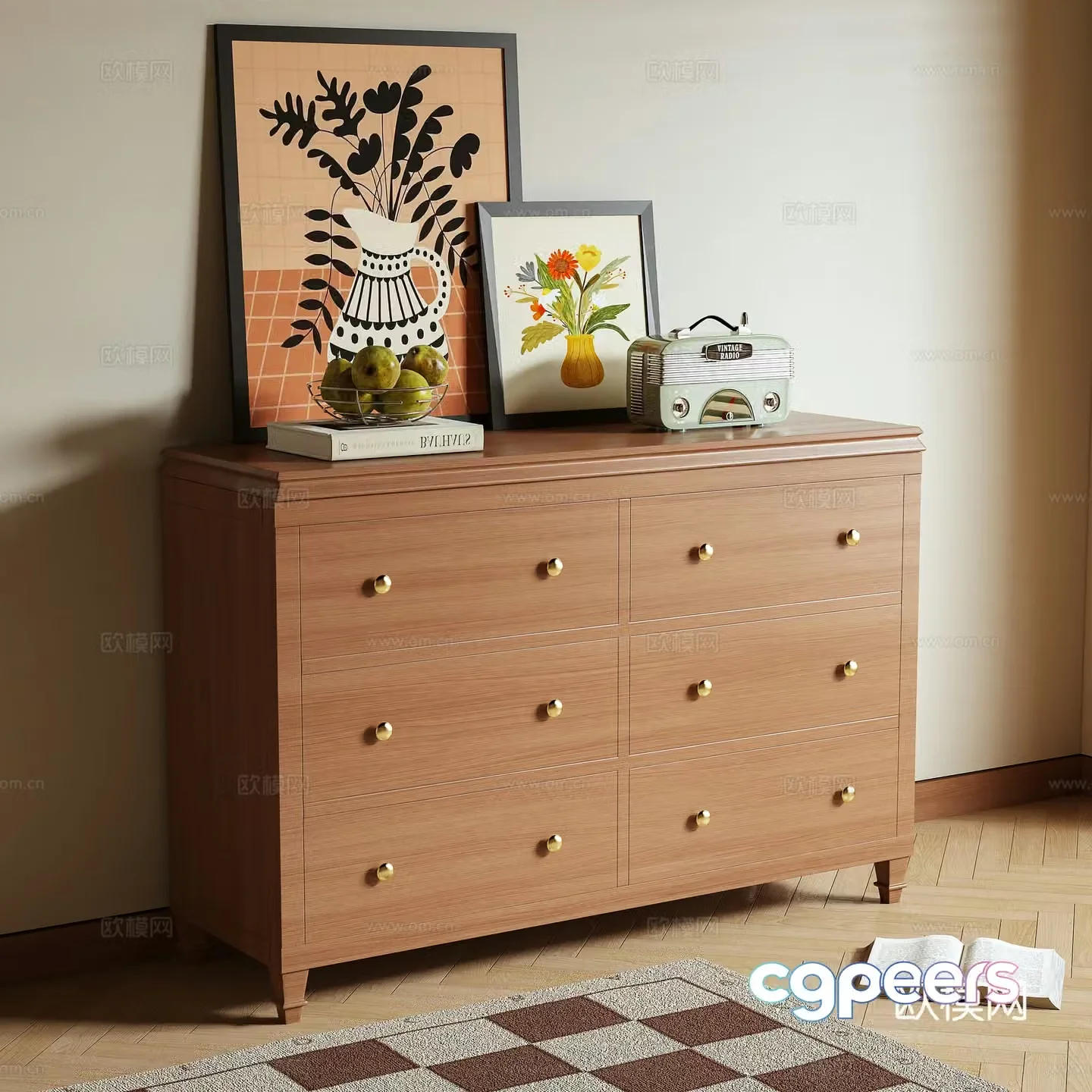 Log wind cabinet entrance cabinet side cabinet 3D model
