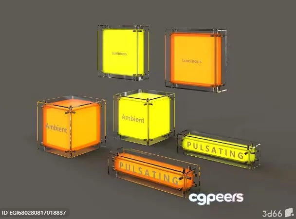 Three-Dimensional Renderings Of Boxes And A Sign With The Word Puls 3D Model – 10336 – VRAY Render
