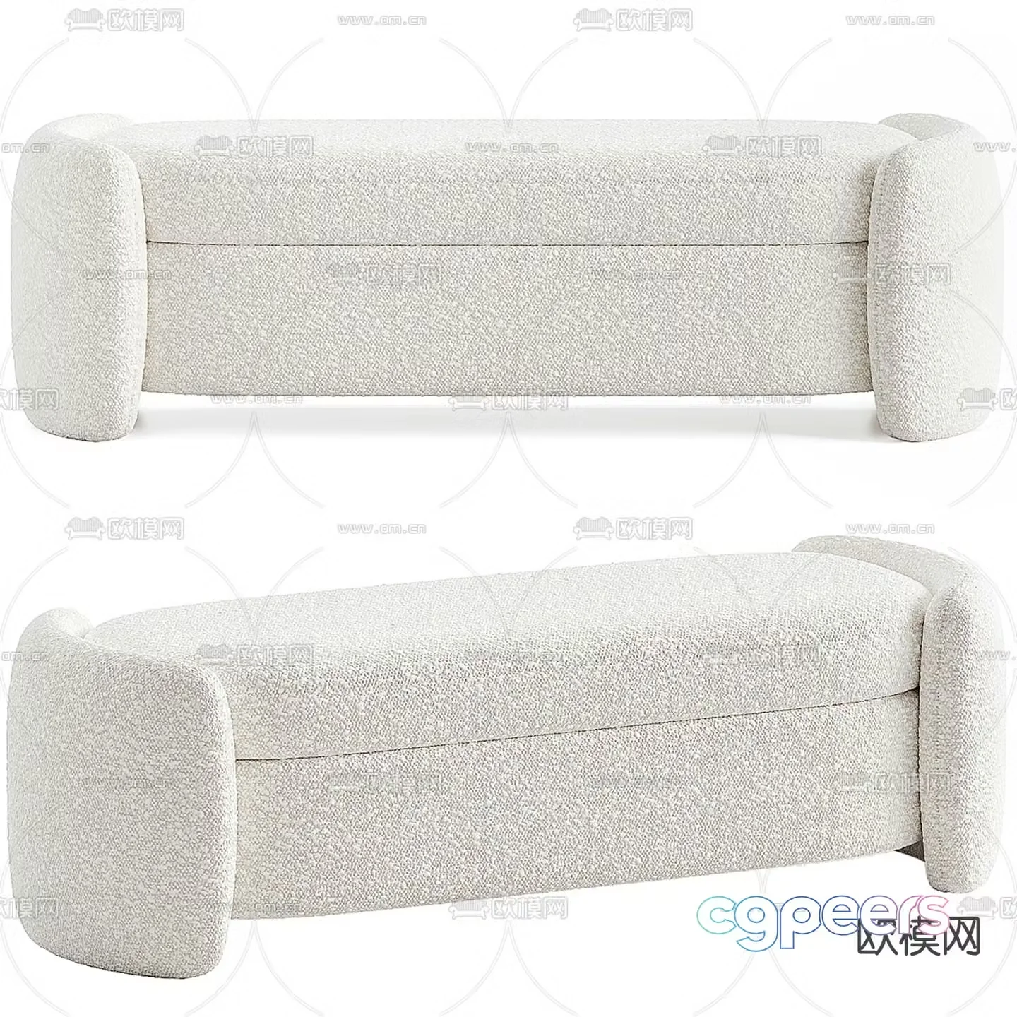 Modern fabric bed end stool bench 3d model