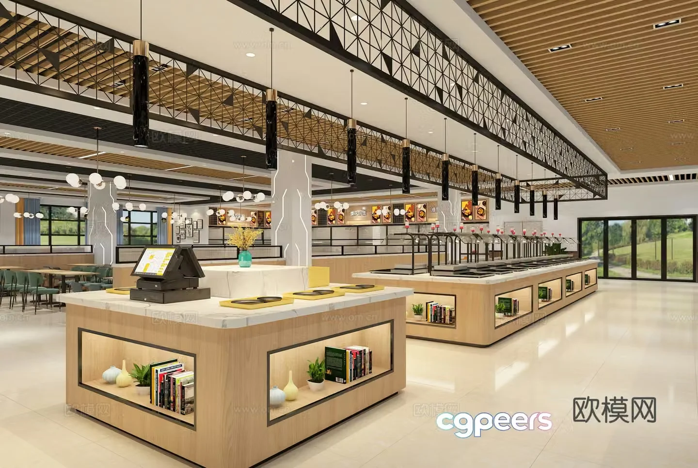 Modern school canteen university canteen staff canteen 3d model