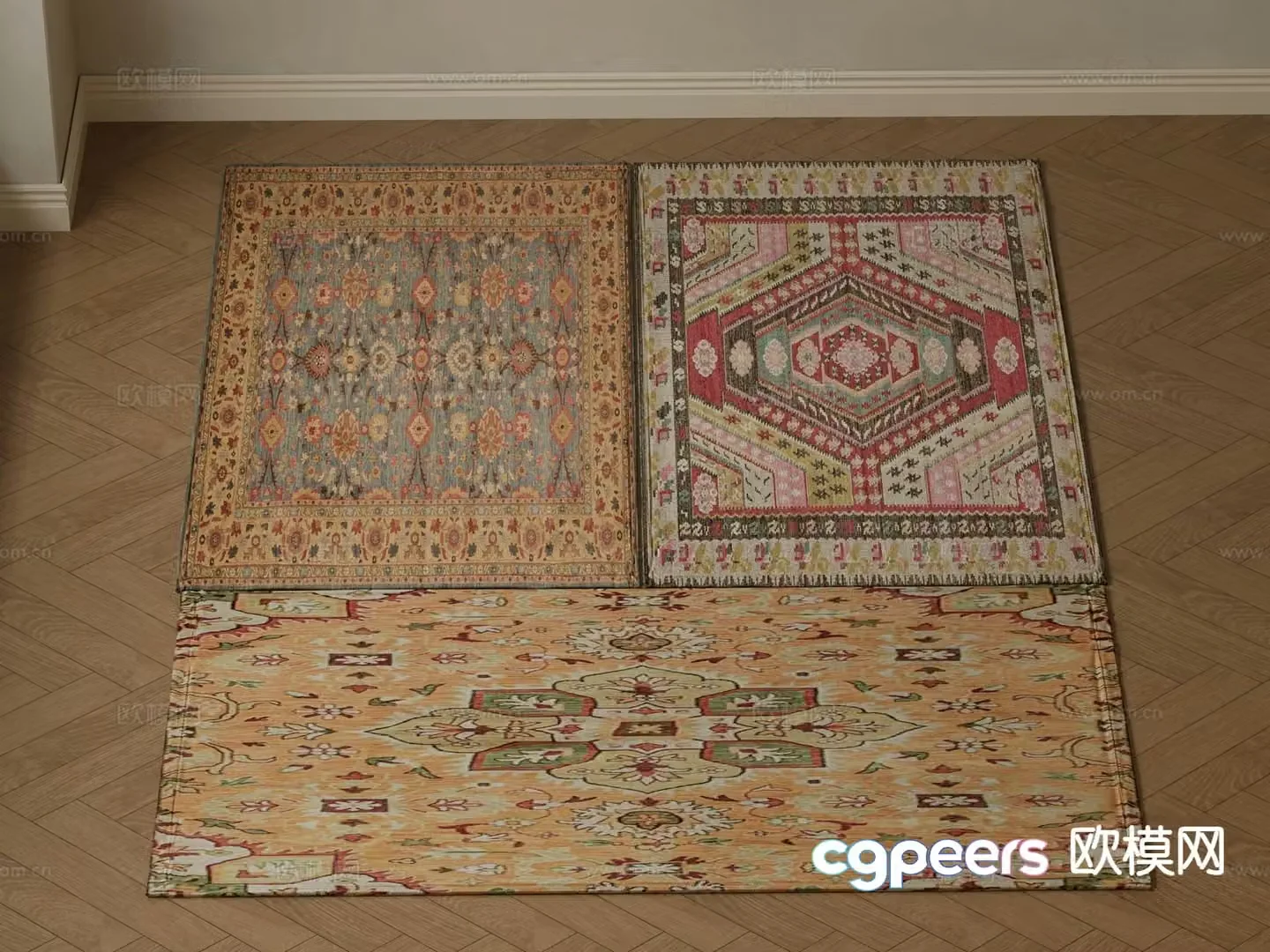 European carpet square carpet 3d model