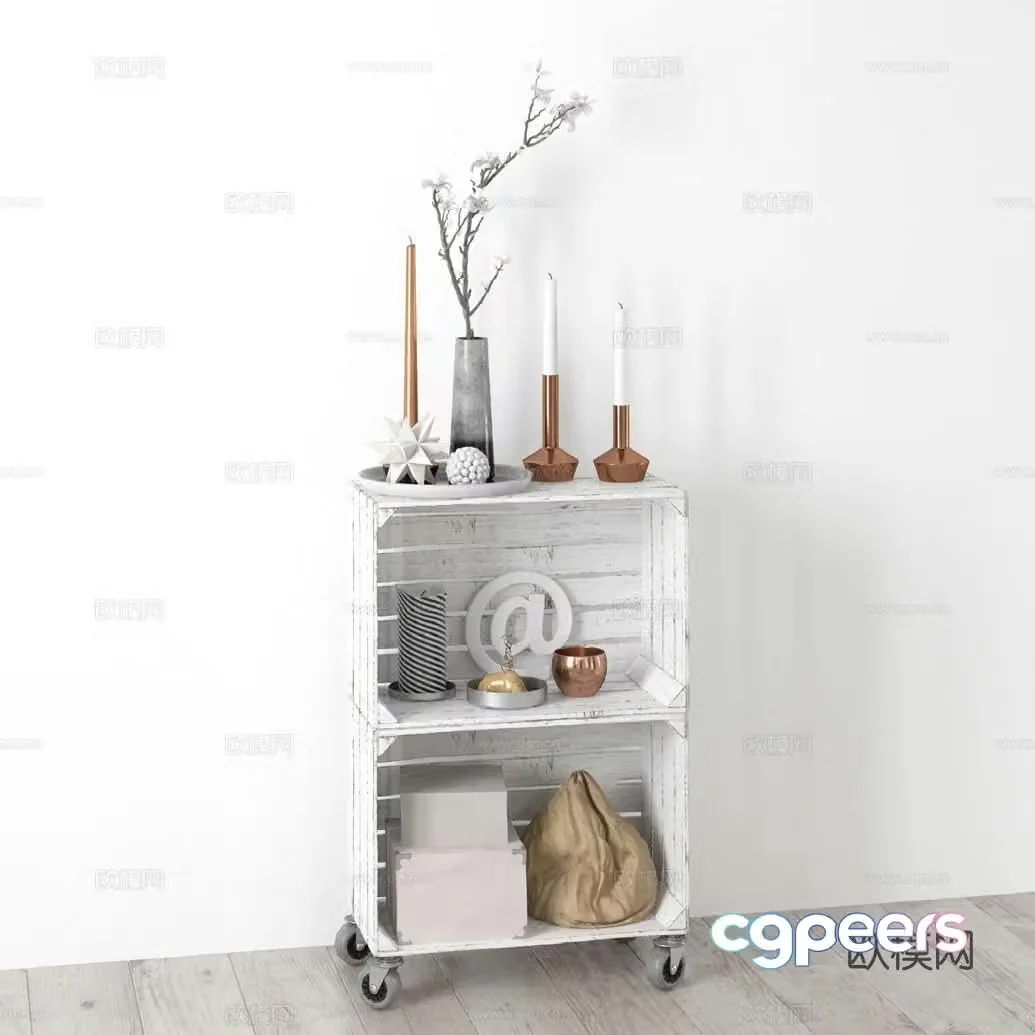 Nordic mobile side table mobile corner cabinet 3D model
