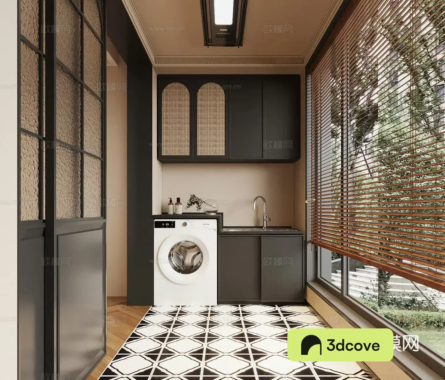 Balcony French balcony washing machine cabinet