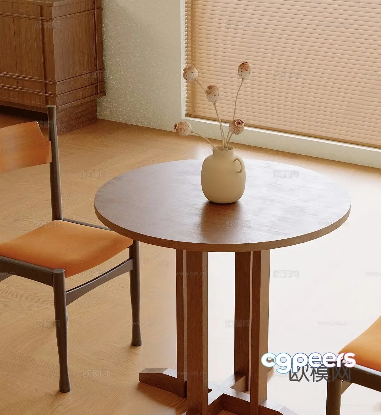 Wasabi log negotiation table and chair Wasabi wind dining table and chair combination Negotiable table and chair 3D model
