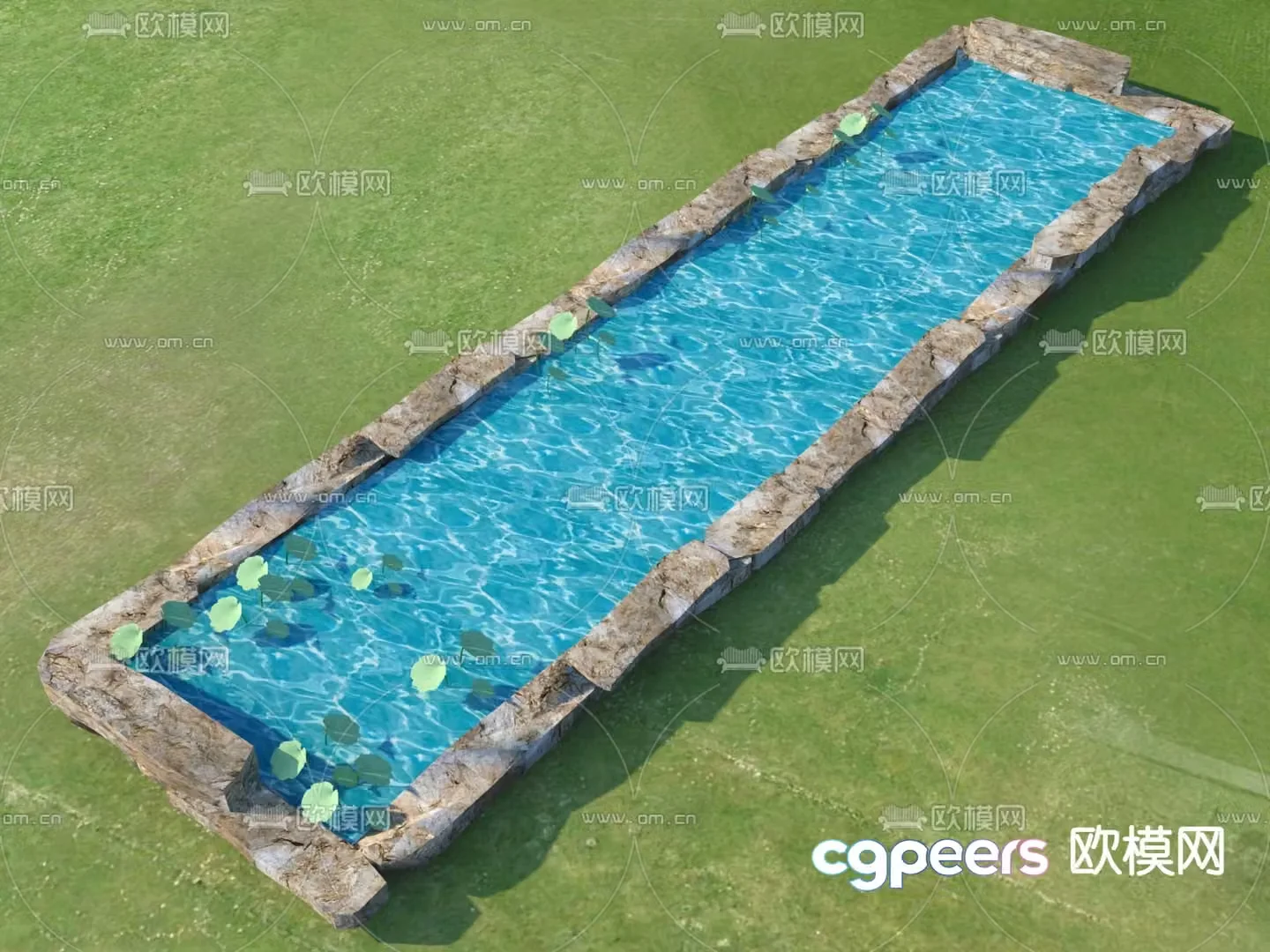 Pool lotus pond waterscape sketch 3d model