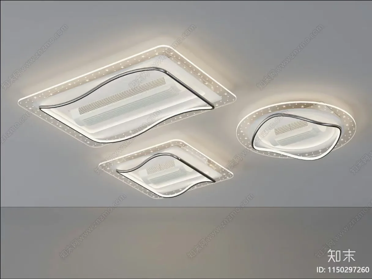 A Modern Ceiling Light Fixture 3D Model – 10874 – VRAY Render