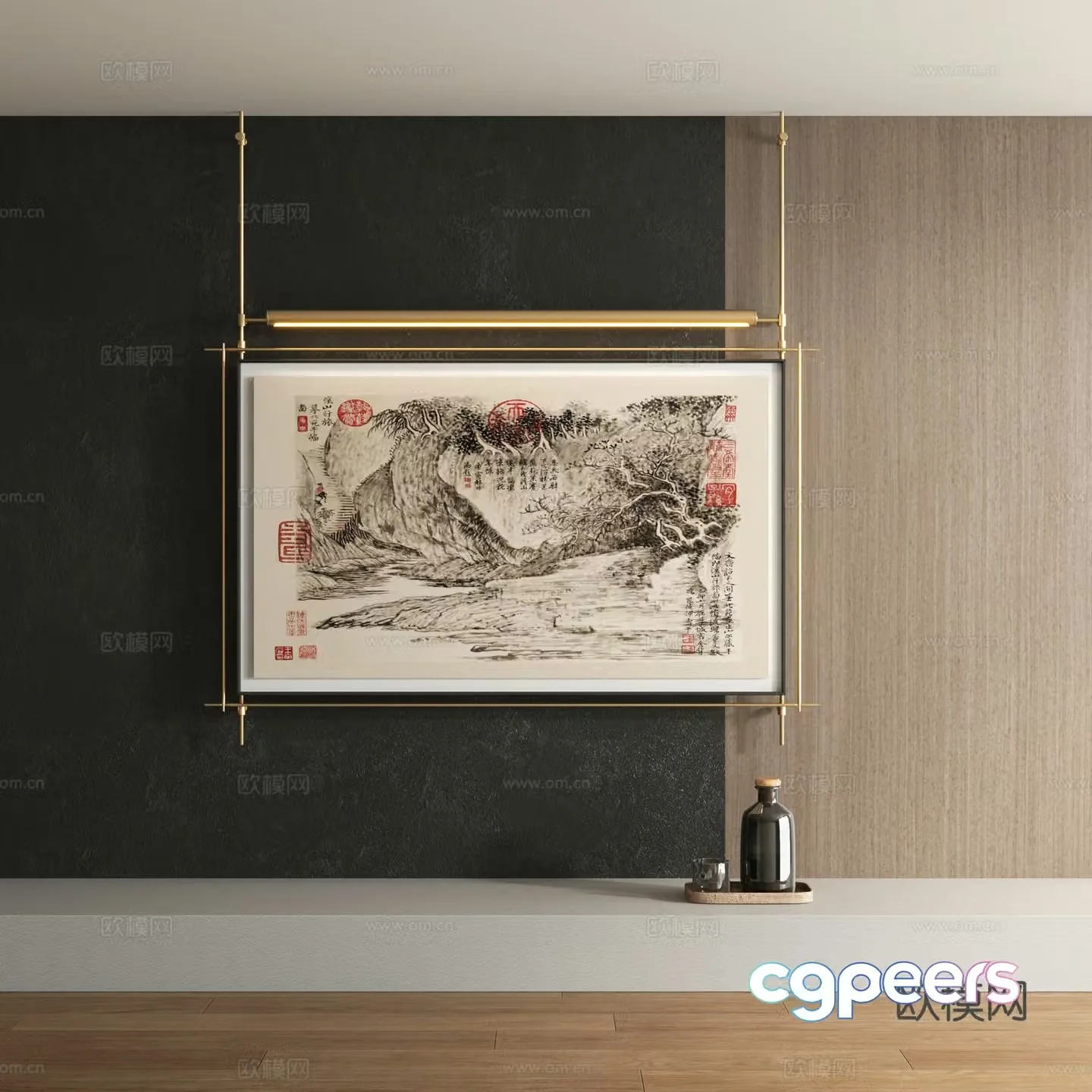 New Chinese style decorative painting 3D model
