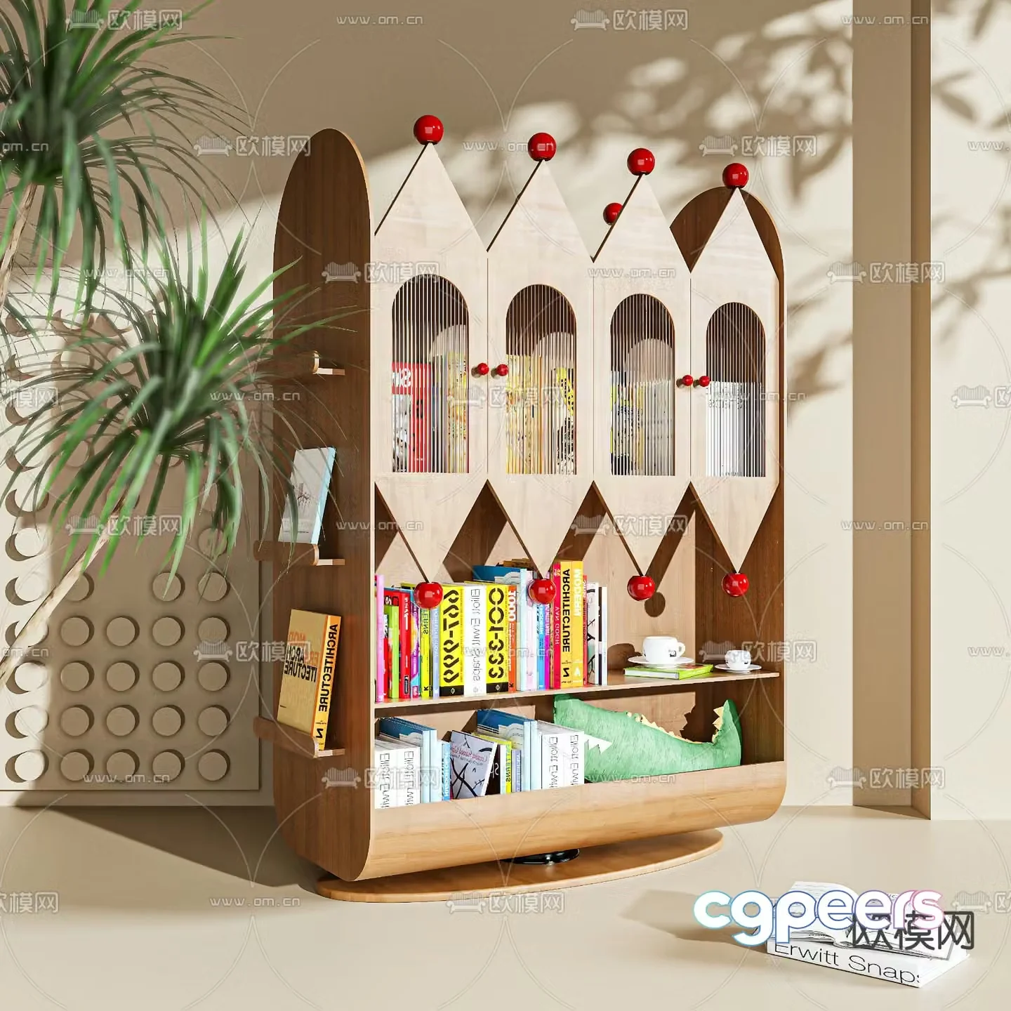 Children’s bookcase storage cabinet 3d model