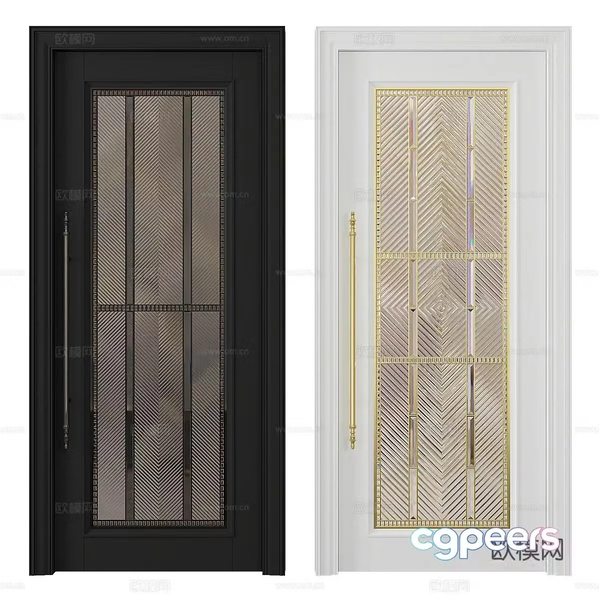 New Chinese style light luxury indoor glass single-opening 3D model